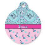 Cowgirl Round Pet ID Tag - Large (Personalized)