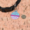 Cowgirl Round Pet ID Tag - Small - In Context