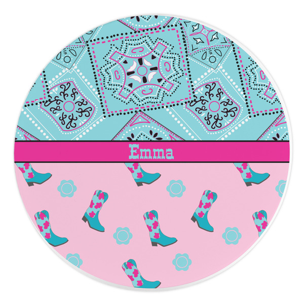 Custom Cowgirl Round Stone Trivet (Personalized)