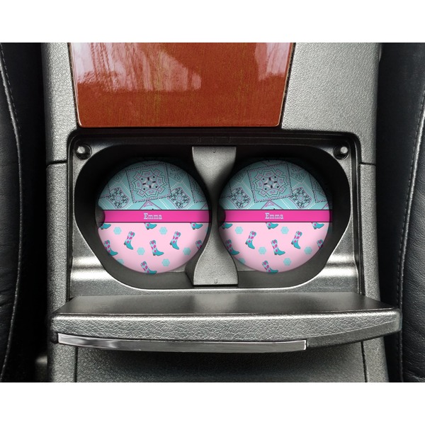 Cowgirl Sandstone Car Coaster - In Cup Holder