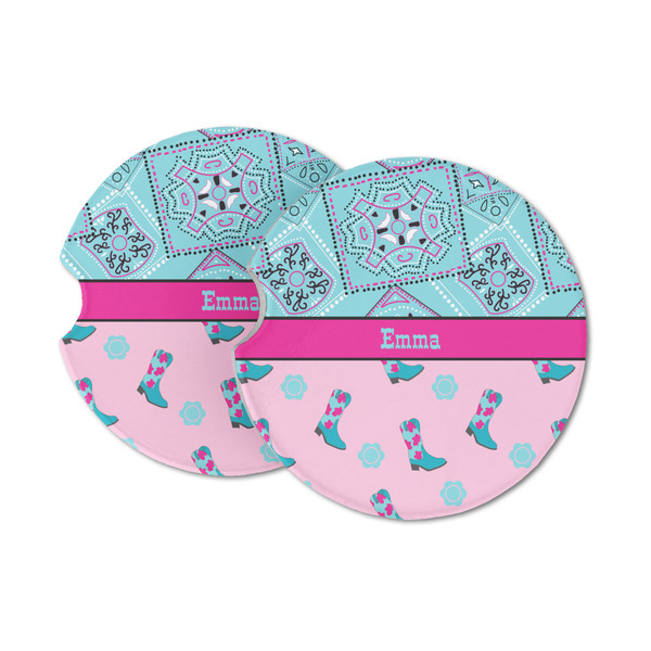 Custom Cowgirl Sandstone Car Coasters (Personalized)