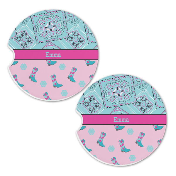 Cowgirl Sandstone Car Coasters - Set of 2