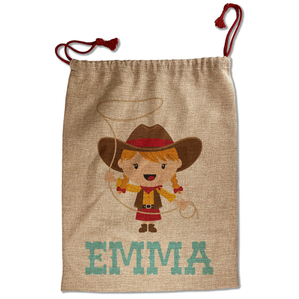 Custom Cowgirl Santa Sack - Front (Personalized)