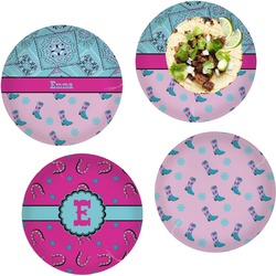 Cowgirl Set of 4 Glass Lunch / Dinner Plate 10" (Personalized)