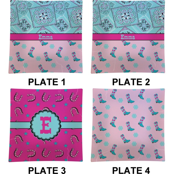 Cowgirl Set of Square Dinner Plates (Approval)