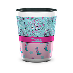 Cowgirl Ceramic Shot Glass - 1.5 oz - Two Tone - Set of 4 (Personalized)