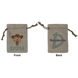 Cowgirl Small Burlap Gift Bag - Front & Back (Personalized)