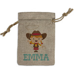 Cowgirl Small Burlap Gift Bag - Front (Personalized)