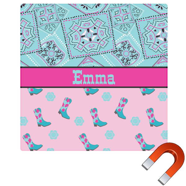 Custom Cowgirl Square Car Magnet - 10" (Personalized)
