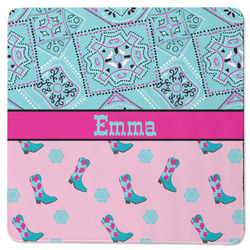 Cowgirl Square Rubber Backed Coaster (Personalized)