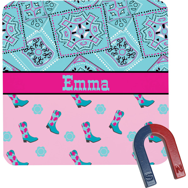 Custom Cowgirl Square Fridge Magnet (Personalized)