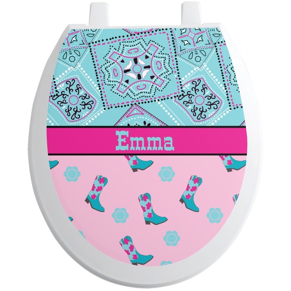 Custom Cowgirl Toilet Seat Decal - Round (Personalized)