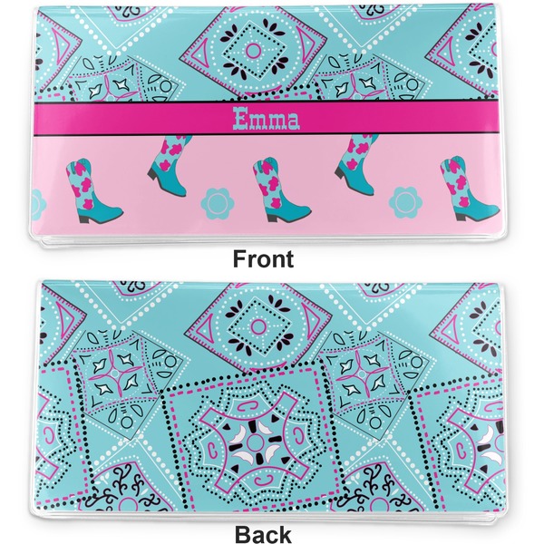 Cowgirl Vinyl Check Book Cover - Front and Back