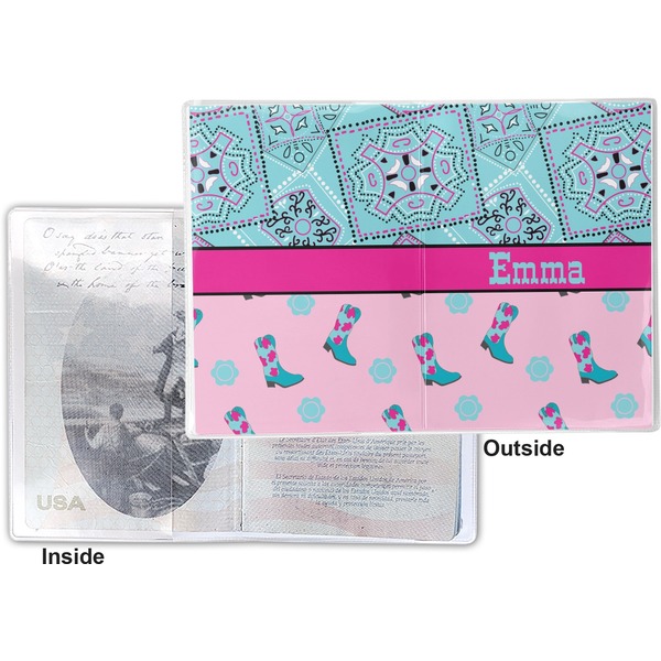 Cowgirl Vinyl Passport Holder - Flat Front and Back