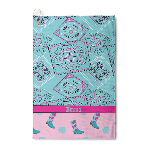 Custom Cowgirl Waffle Weave Golf Towel (Personalized)