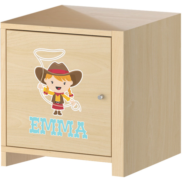 Cowgirl Wall Graphic on Wooden Cabinet