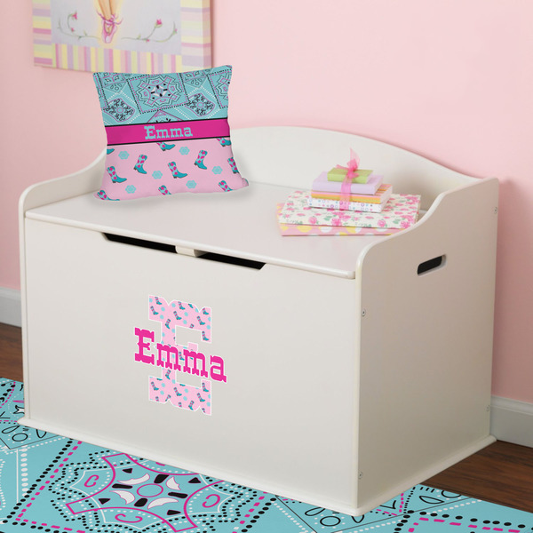 Cowgirl Wall Name & Initial Small on Toy Chest
