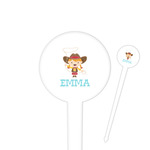 Cowgirl 4" Round Plastic Food Picks - White - Single Sided (Personalized)