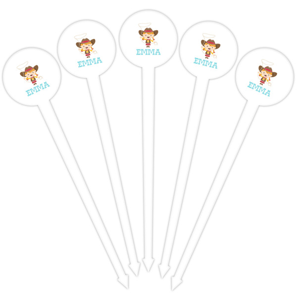 Cowgirl White Plastic 4" Food Pick - Round - Fan View