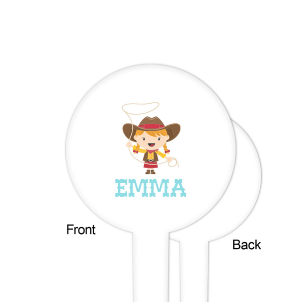 Cowgirl White Plastic 4" Food Pick - Round - Single Sided - Front & Back
