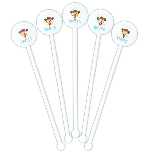 Cowgirl White Plastic 5.5" Stir Stick - Fan View