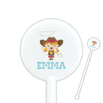 Cowgirl 5.5" Round Plastic Stir Sticks - White - Double Sided (Personalized)