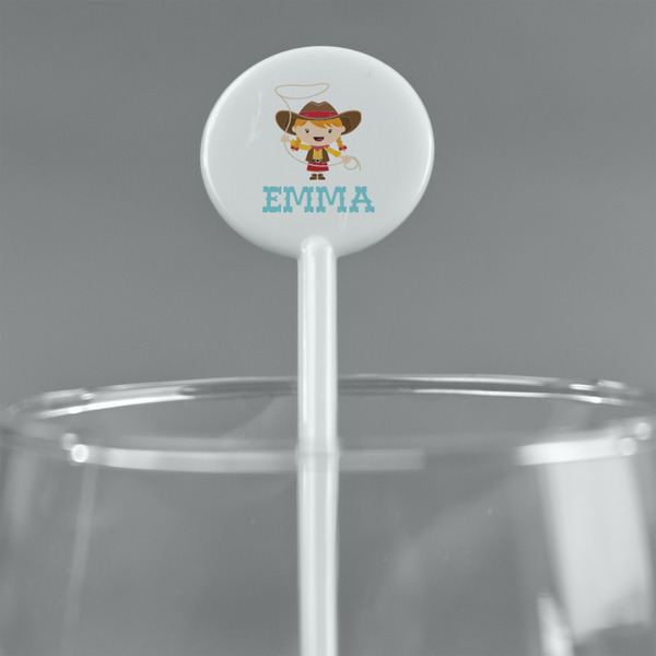 Cowgirl White Plastic 5.5" Stir Stick - Round - Main