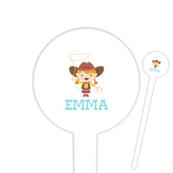 Cowgirl 6" Round Plastic Food Picks - White - Single Sided (Personalized)