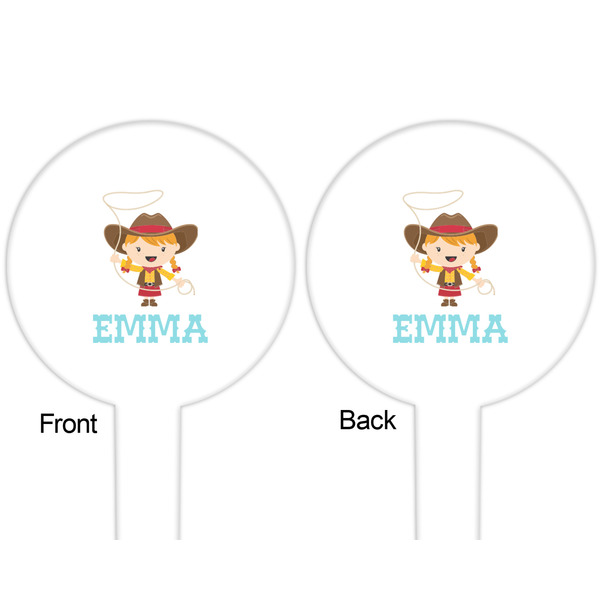 Cowgirl White Plastic 6" Food Pick - Round - Double Sided - Front & Back