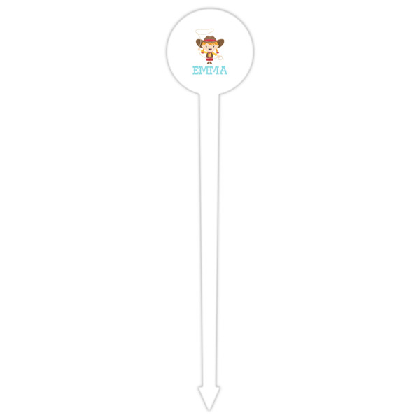 Cowgirl White Plastic 6" Food Pick - Round - Single Pick