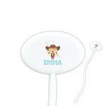 Cowgirl 7" Oval Plastic Stir Sticks - White - Single Sided (Personalized)