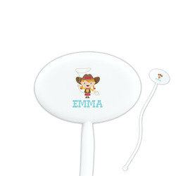 Cowgirl 7" Oval Plastic Stir Sticks - White - Double Sided (Personalized)