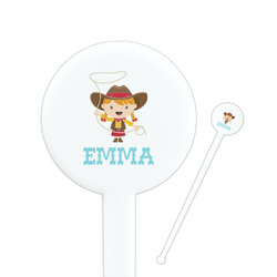 Cowgirl 7" Round Plastic Stir Sticks - White - Double Sided (Personalized)