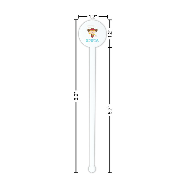Cowgirl White Plastic 7" Stir Stick - Round - Dimensions