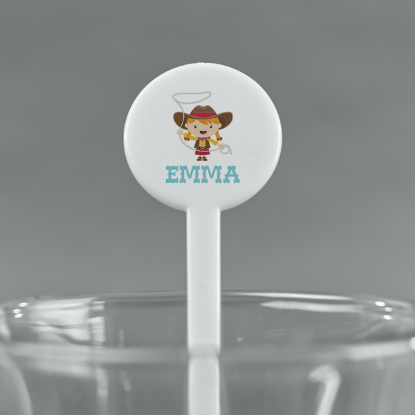 Cowgirl White Plastic 7" Stir Stick - Round - Main