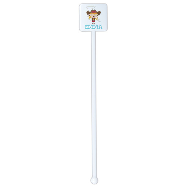 Cowgirl White Plastic Stir Stick - Double Sided - Square - Single Stick