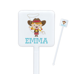 Cowgirl Square Plastic Stir Sticks - Single Sided (Personalized)