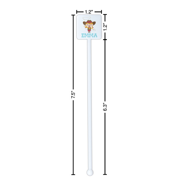 Cowgirl White Plastic Stir Stick - Square - Dimensions