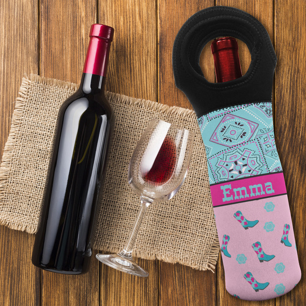 Cowgirl Wine Tote Bag - FLATLAY