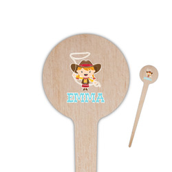 Cowgirl 4" Round Wooden Food Picks - Single Sided (Personalized)