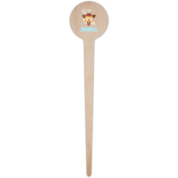 Cowgirl Wooden 4" Food Pick - Round - Single Pick