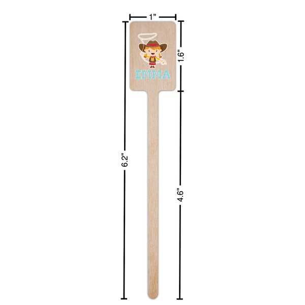 Cowgirl Wooden 6.25" Stir Stick - Rectangular - Dimensions