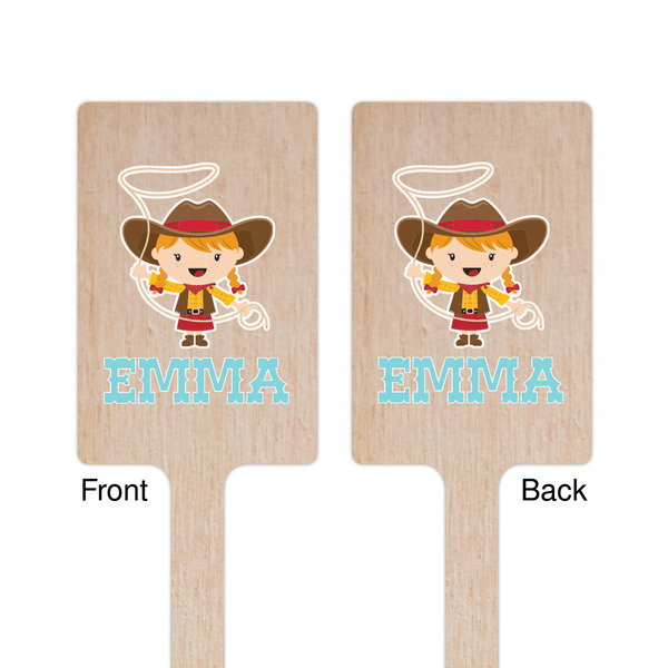 Cowgirl Wooden 6.25" Stir Stick - Rectangular - Double Sided - Front & Back