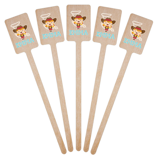 Cowgirl Wooden 6.25" Stir Stick - Rectangular - Fan View