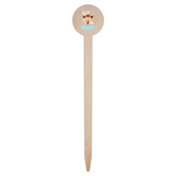 Cowgirl Wooden 6" Food Pick - Round - Single Pick