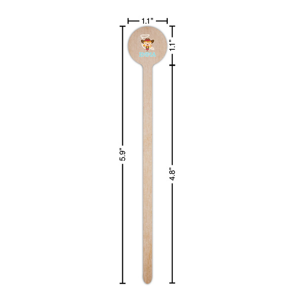 Cowgirl Wooden 6" Stir Stick - Round - Dimensions