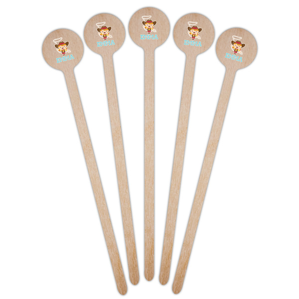 Cowgirl Wooden 6" Stir Stick - Round - Fan View