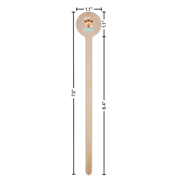 Cowgirl Wooden 7.5" Stir Stick - Round - Dimensions