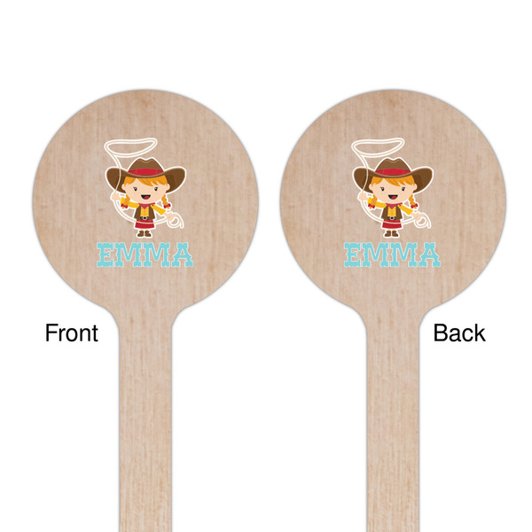 Cowgirl Wooden 7.5" Stir Stick - Round - Double Sided - Front & Back