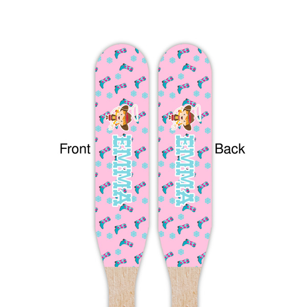 Cowgirl Wooden Food Pick - Paddle - Double Sided - Front & Back